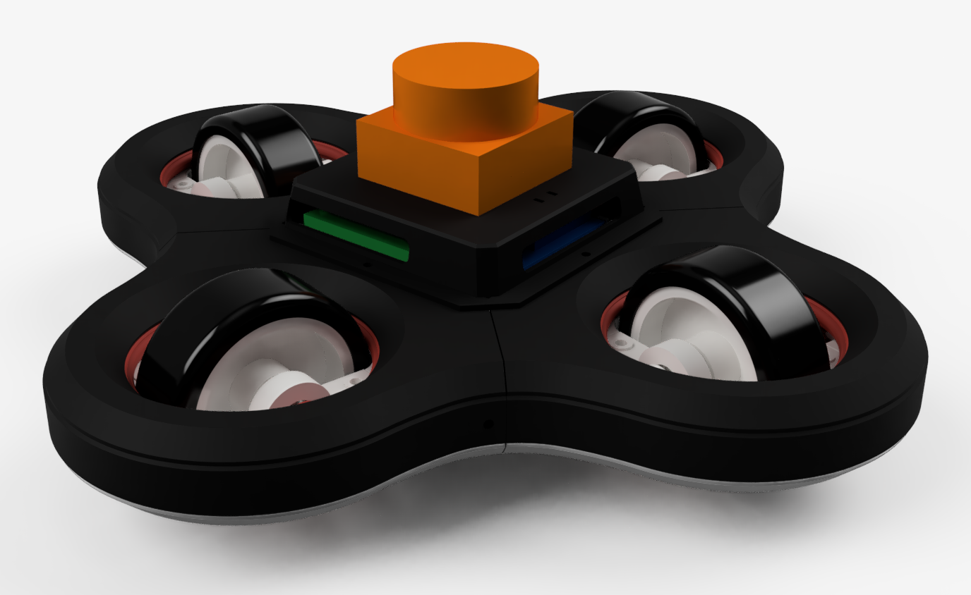Rendered CAD model of the four-wheel swerve robot